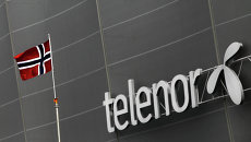 Логотип компании Telenor, Норвегия. Архивное фото Логотип компании Telenor, Норвегия. Архивное фото