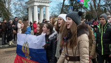 Участники праздничных мероприятий в Севастополе, посвященных годовщине Крымской весны Участники праздничных мероприятий в Севастополе, посвященных годовщине Крымской весны
