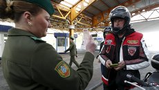 Член мотоклуба Ночные волки на Белорусско-Польской границе Член мотоклуба Ночные волки на Белорусско-Польской границе