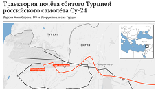 Траектория полёта сбитого Турцией российского самолёта Су-24 Траектория полёта сбитого Турцией российского самолёта Су-24