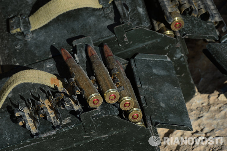 На позициях правительственной армии Сирии в 7 км к западу от города Пальмира в Сирии На позициях правительственной армии Сирии в 7 км к западу от города Пальмира в Сирии