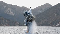Пуск баллистической ракеты КНДР, 24 апреля 2016. Архивное фото Пуск баллистической ракеты КНДР, 24 апреля 2016. Архивное фото