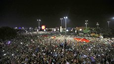 Dimostrazione nei pressi dell'aeroporto Ataturk di Istanbul, Turchia