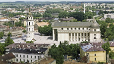 Вид на площадь Гедимина, Вильнюс. Архивное фото Вид на площадь Гедимина, Вильнюс. Архивное фото