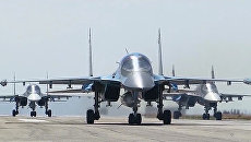 Вылет первой группы самолетов ВКС с авиабазы Хмеймим в пункты постоянного базирования на территории России Вылет первой группы самолетов ВКС с авиабазы Хмеймим в пункты постоянного базирования на территории России