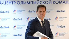 Президент Олимпийского комитета России Александр Жуков во время пресс-конференции в Рио-де-Жанейро Президент Олимпийского комитета России Александр Жуков во время пресс-конференции в Рио-де-Жанейро