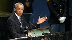 Президент США Барак Обама во время выступления на заседании Генеральной ассамблеи ООН в Нью-Йорке Президент США Барак Обама во время выступления на заседании Генеральной ассамблеи ООН в Нью-Йорке