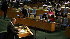 Глава МИД РФ Сергей Лавров во время выступления на Генассамблее ООН Глава МИД РФ Сергей Лавров во время выступления на Генассамблее ООН