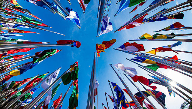 Флаги-участницы Генеральной Ассамблеи Интерпола. Архивное фото