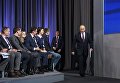 Президент РФ Владимир Путин на двенадцатой большой ежегодной пресс-конференции в Центре международной торговли на Красной Пресне. 23 декабря 2016 Президент РФ Владимир Путин на двенадцатой большой ежегодной пресс-конференции в Центре международной торговли на Красной Пресне. 23 декабря 2016