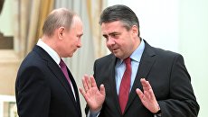 Президент РФ Владимир Путин и министр иностранных дел Германии Зигмар Габриэль. 9 марта 2017 Президент РФ Владимир Путин и министр иностранных дел Германии Зигмар Габриэль. 9 марта 2017
