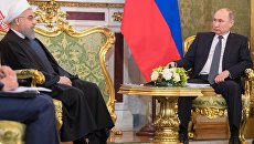 Президент РФ Владимир Путин и президент Исламской Республики Иран Хасан Рухани во время встречи в Москве. 28 марта 2017 года Президент РФ Владимир Путин и президент Исламской Республики Иран Хасан Рухани во время встречи в Москве. 28 марта 2017 года