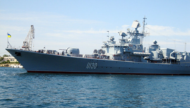 Флагман Военно-морских сил Украины фрегат Гетман Сагайдачный. Архивное фото