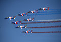 Пилотажная группа Patrouille de France на самолетах Alphajet на Международном авиасалоне Ле Бурже - 2017 во Франции Пилотажная группа Patrouille de France на самолетах Alphajet на Международном авиасалоне Ле Бурже - 2017 во Франции