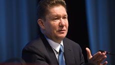 Председатель правления ПАО Газпром Алексей Миллер на пресс-конференции после окончания годового собрания акционеров ПАО Газпром Председатель правления ПАО Газпром Алексей Миллер на пресс-конференции после окончания годового собрания акционеров ПАО Газпром