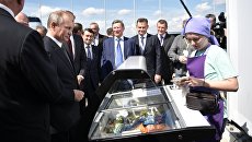 Владимир Путин во время посещения XIII Международного авиационно-космического салона МАКС-2017. 18 июля 2017 Владимир Путин во время посещения XIII Международного авиационно-космического салона МАКС-2017. 18 июля 2017