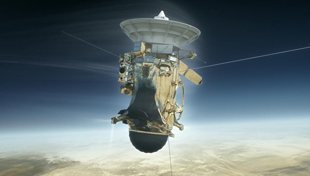 Иллюстрация погружения космического аппарата Кассини в атмосферу Сатурна