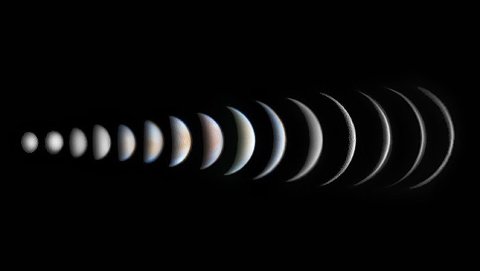 Снимок фотографа Роджера Хатчинсона из Великобритании Venus Phase Evolution, победивший в категории Планеты, кометы и астероиды в фотоконкурсе Insight Astronomy Photographer of the Year 2017 Снимок фотографа Роджера Хатчинсона из Великобритании Venus Phase Evolution, победивший в категории Планеты, кометы и астероиды в фотоконкурсе Insight Astronomy Photographer of the Year 2017