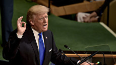 Президент США Дональд Трамп выступает на заседании Генеральной Ассамблеи ООН в Нью-Йорке. 19 сентября 2017 Президент США Дональд Трамп выступает на заседании Генеральной Ассамблеи ООН в Нью-Йорке. 19 сентября 2017
