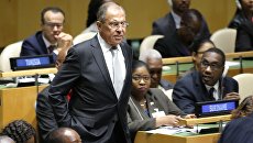 Глава МИД РФ Сергей Лавров на на заседании Генеральной Ассамблеи ООН в Нью-Йорке Глава МИД РФ Сергей Лавров на на заседании Генеральной Ассамблеи ООН в Нью-Йорке