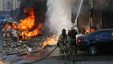 Пожарные тушат горящее десятиэтажное здание в центре Ростова-на-Дону. 21 сентября 2017 Пожарные тушат горящее десятиэтажное здание в центре Ростова-на-Дону. 21 сентября 2017