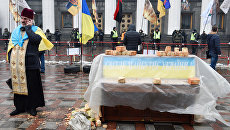 Акция протеста у здания Верховной рады в Киеве. Архивное фото Акция протеста у здания Верховной рады в Киеве. Архивное фото