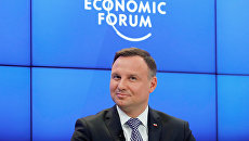Президент Польши Анджей Дуда на экономическом форуме в Давосе. 26 января 2018 Президент Польши Анджей Дуда на экономическом форуме в Давосе. 26 января 2018