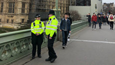 Полицейские на Вестминстерском мосту в годовщину трагических событий в Лондоне. Архивное фото Полицейские на Вестминстерском мосту в годовщину трагических событий в Лондоне. Архивное фото
