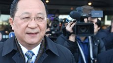 Министр иностранных дел КНДР Ли Ён Хо во время встречи в аэропорту Домодедово. 9 апреля 2018 Министр иностранных дел КНДР Ли Ён Хо во время встречи в аэропорту Домодедово. 9 апреля 2018