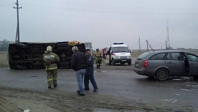 Автобус, перевернувшийся в Ивановской области