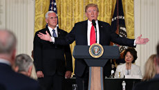 Президент США Дональд Трамп во время выступления на заседании Национального космического совета в Вашингтоне. 18 июня 2018 Президент США Дональд Трамп во время выступления на заседании Национального космического совета в Вашингтоне. 18 июня 2018