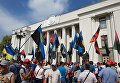 Шахтеры на акции протеста у здания Рады Украины в Киеве. Митингующие протестуют против постоянных задержек зарплат и требуют увеличения заработной платы Шахтеры на акции протеста у здания Рады Украины в Киеве. Митингующие протестуют против постоянных задержек зарплат и требуют увеличения заработной платы