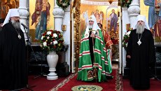 Патриарх Московский и Всея Руси Кирилл в храме-памятнике на Крови во имя Всех святых, в земле Российской просиявших, в Екатеринбурге Патриарх Московский и Всея Руси Кирилл в храме-памятнике на Крови во имя Всех святых, в земле Российской просиявших, в Екатеринбурге