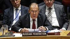 Министр иностранных дел России Сергей Лавров на заседании Совета Безопасности Организации Объединенных Наций, состоявшемся в ходе 73-й сессии Генеральной Ассамблеи ООН в штаб-квартире в Нью-Йорке, США. 26 сентября 2018 Министр иностранных дел России Сергей Лавров на заседании Совета Безопасности Организации Объединенных Наций, состоявшемся в ходе 73-й сессии Генеральной Ассамблеи ООН в штаб-квартире в Нью-Йорке, США. 26 сентября 2018