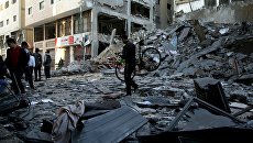Последствия удара Израиля по территории сектора Газа Последствия удара Израиля по территории сектора Газа