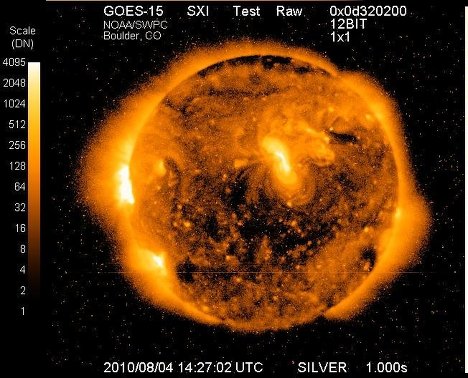 Рентгеновское изображение Солнца со спутника GOES-15 Рентгеновское изображение Солнца со спутника GOES-15
