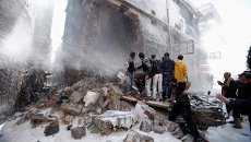 На месте крушения истребителя-бомбардировщика Су-22 в Сане На месте крушения истребителя-бомбардировщика Су-22 в Сане