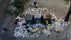 Груды мусора на улицах Мадрида Груды мусора на улицах Мадрида