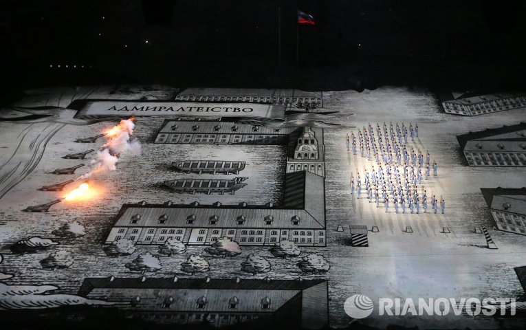 Сцены театрализованного представления Церемонии открытия Игр построены по мотивам истории и культуры России: петровские времена... Сцены театрализованного представления Церемонии открытия Игр построены по мотивам истории и культуры России: петровские времена...